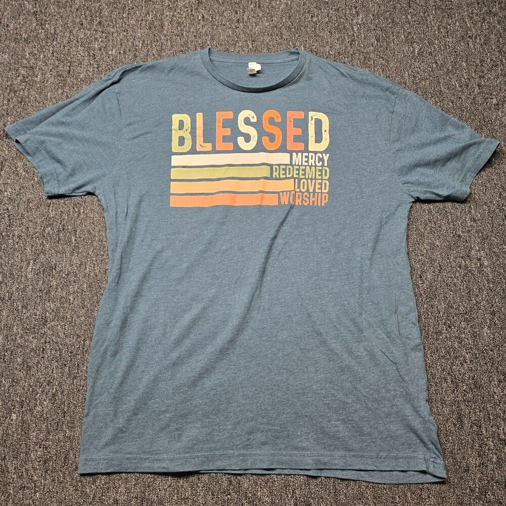 Love In Faith Women’s T‑Shirt XL Blue Blessed Mercy Redeemed Worship Christian